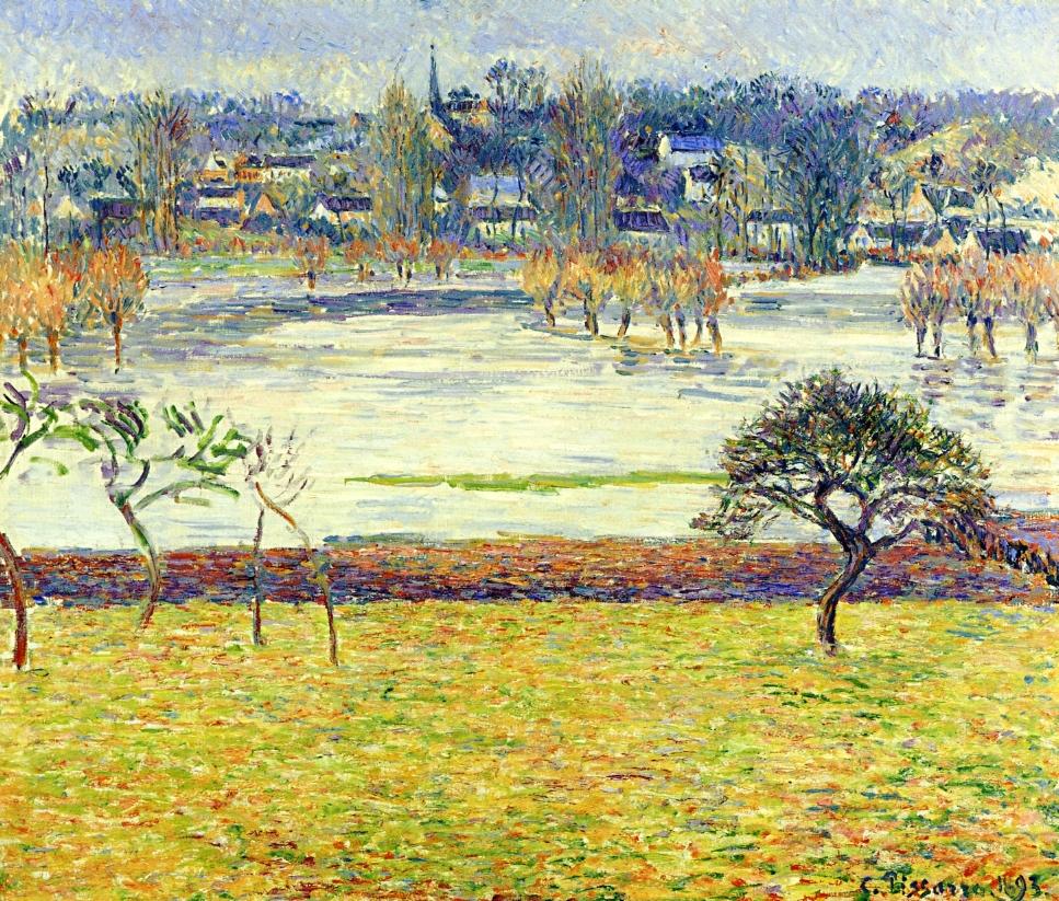 Flood, White Effect, Eragny (1893) - Camille Pissarro Tablo