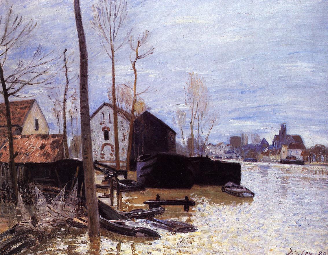 Flooding at Moret (1889) - Alfred Sisley Tablo