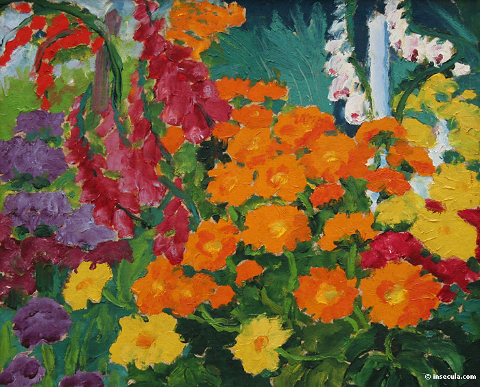 Flower garden (marigolds) (1919) - Emil Nolde Tablo