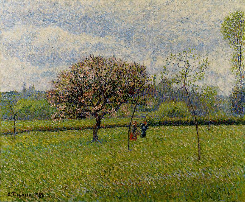 Flowering Apple Trees at Eragny (1888) - Camille Pissarro Tablo