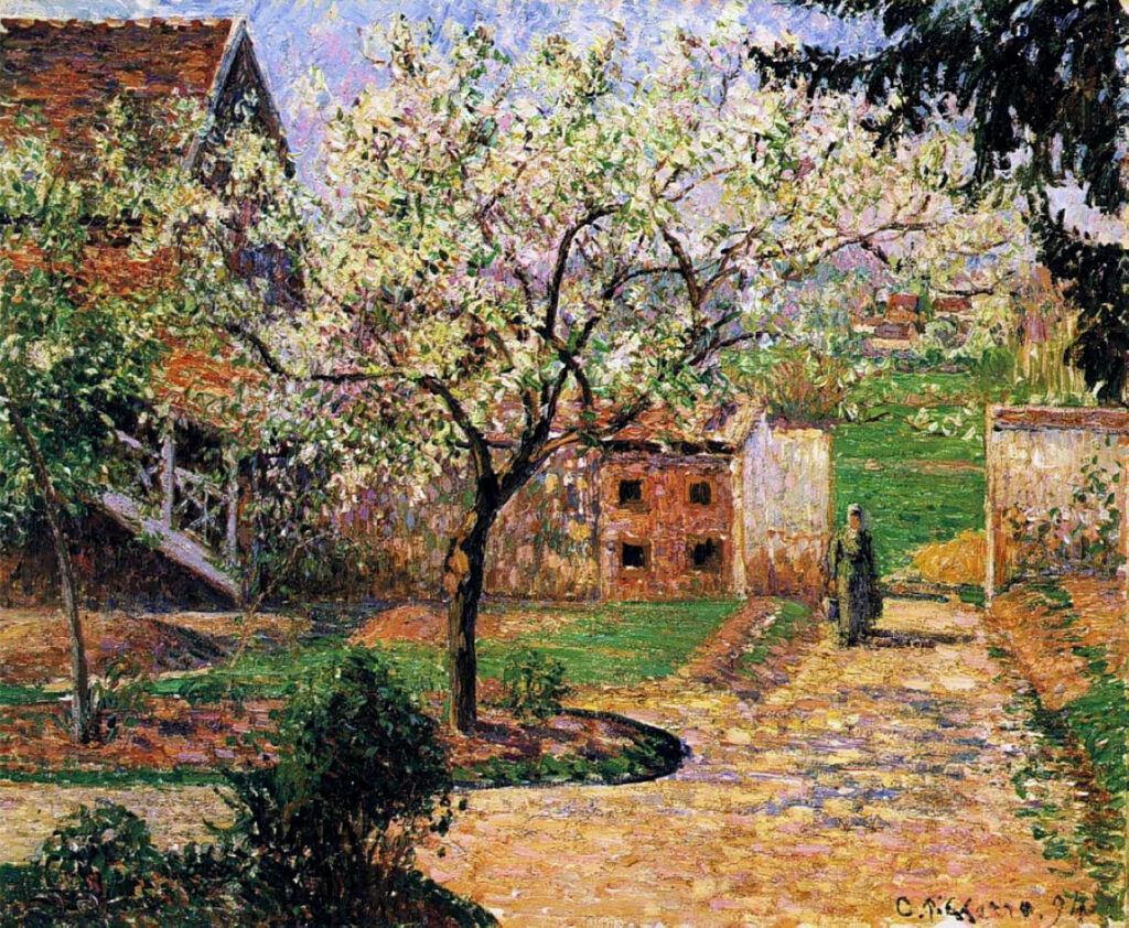 Flowering Plum Tree, Eragny (1894) - Camille Pissarro Tablo