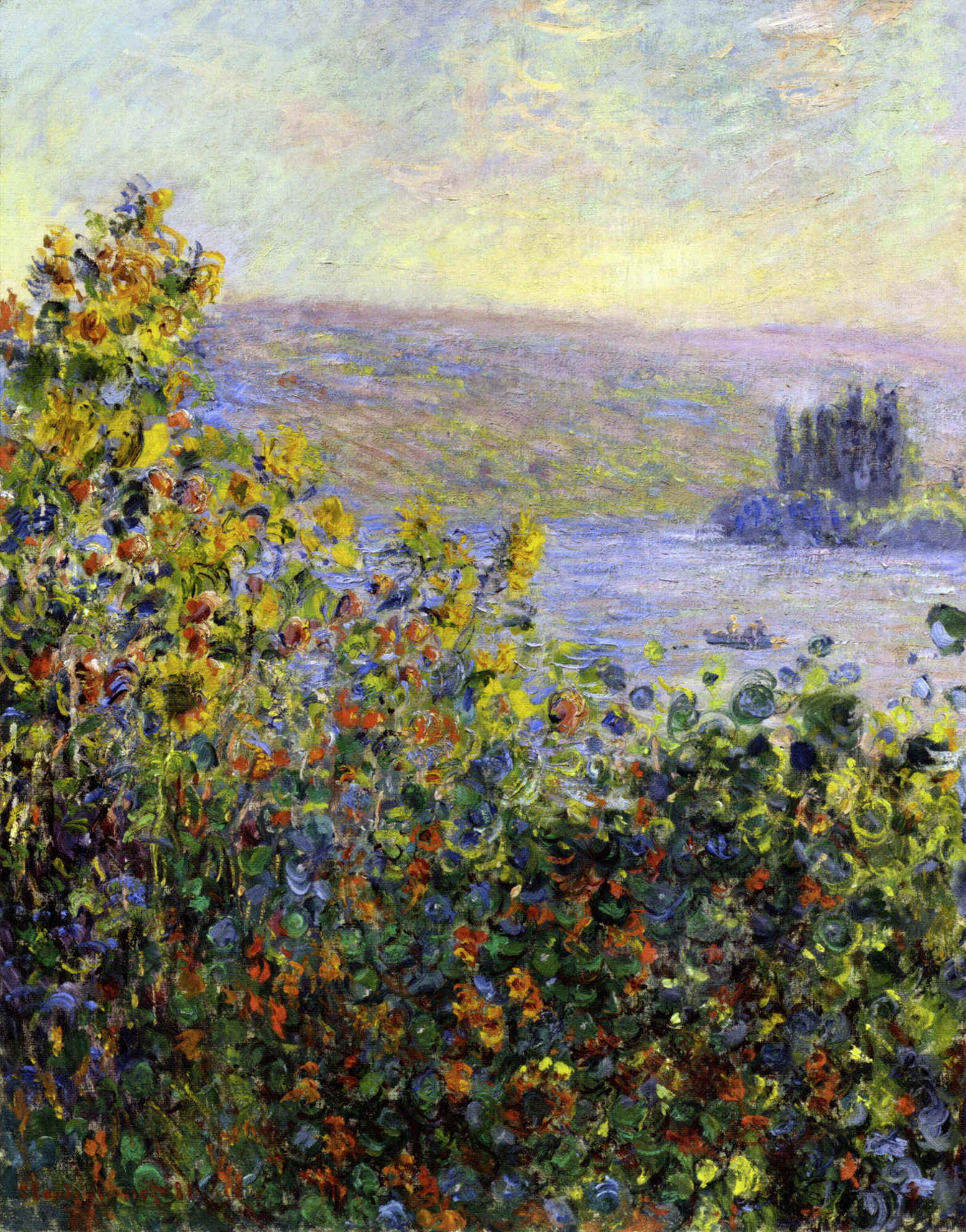 Flowers Beds at Vetheuil (1881) - Claude Monet Tablo