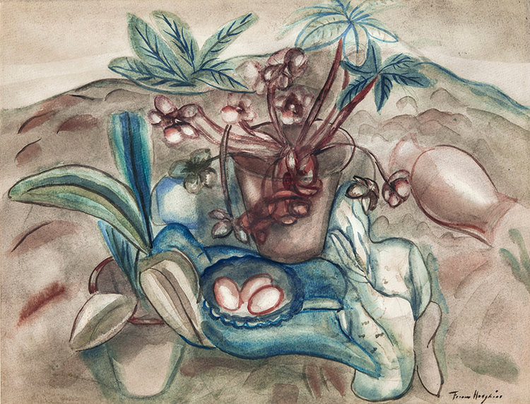 Flowers and Spanish Pottery (1928) - Frances Hodgkins Tablo