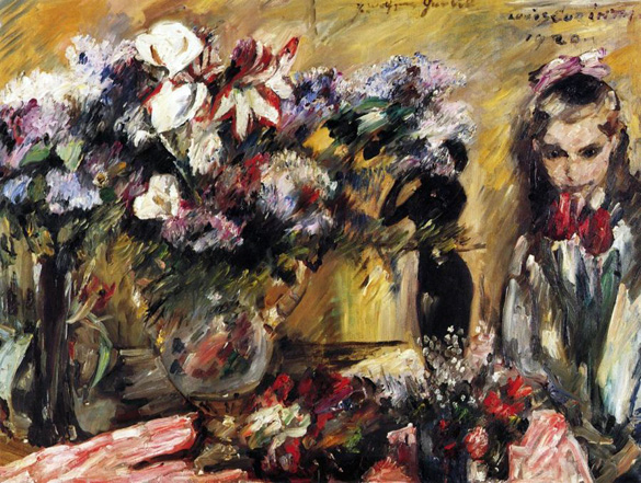 Flowers and Wilhelmine (1920) - Lovis Corinth Tablo