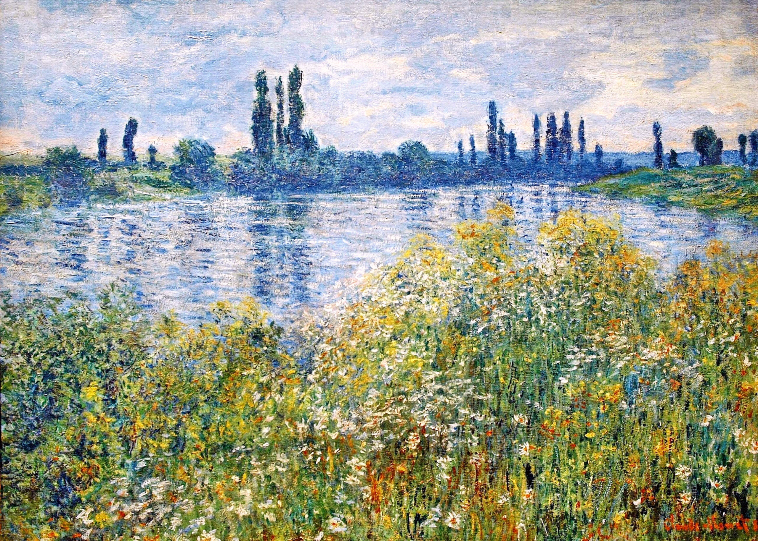 Flowers on the Banks of Seine near Vetheuil (1880) - Claude Monet Tablo
