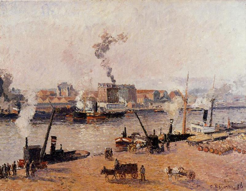Foggy Morning, Rouen (1896) - Camille Pissarro Tablo