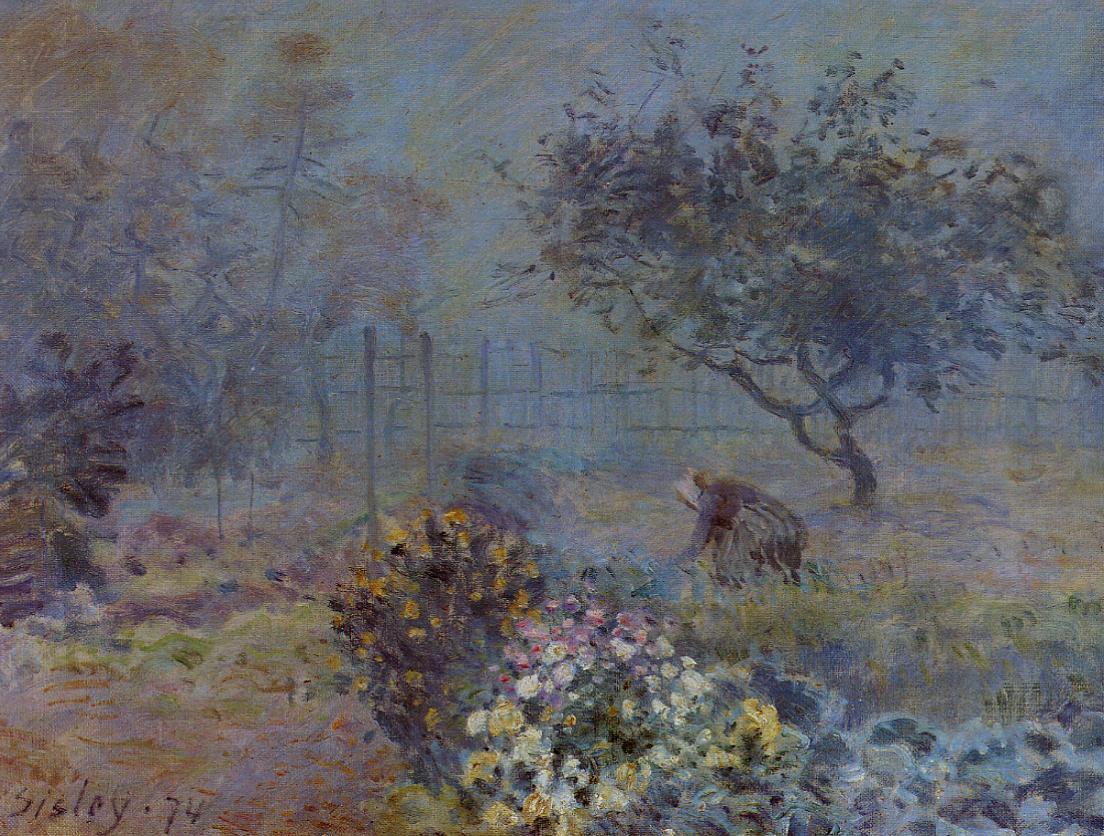 Foggy Morning, Voisins (1874) - Alfred Sisley Tablo