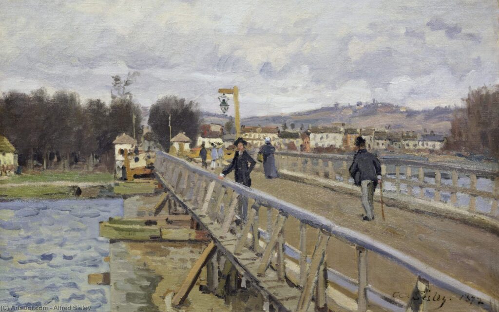 Footbridge at Argenteuil (1872) - Alfred Sisley Tablo
