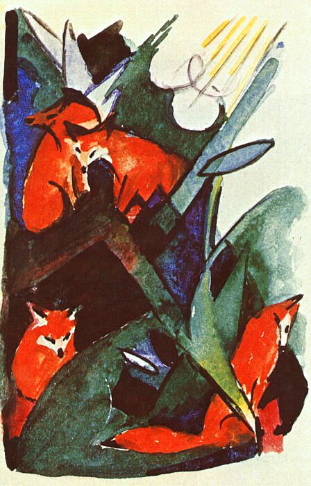 Four foxes (1913) - Franz Marc Tablo