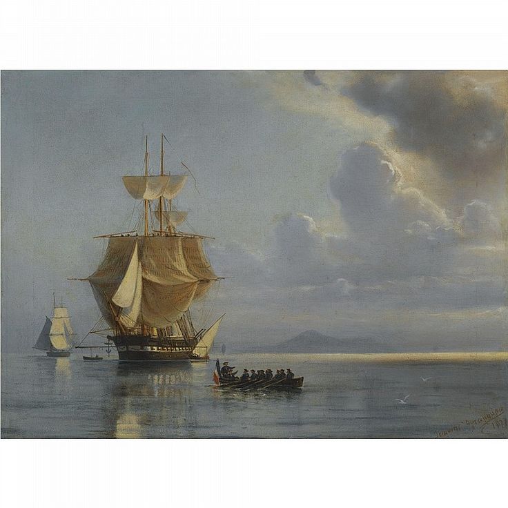 Frigate on calm waters - Ioannis Altamouras Tablo