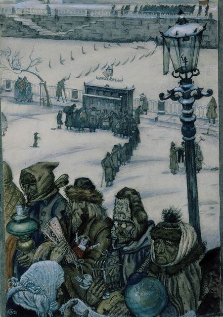 From the life in Petrograd in (1920-1920) - Mstislav Dobuzhinsky Tablo