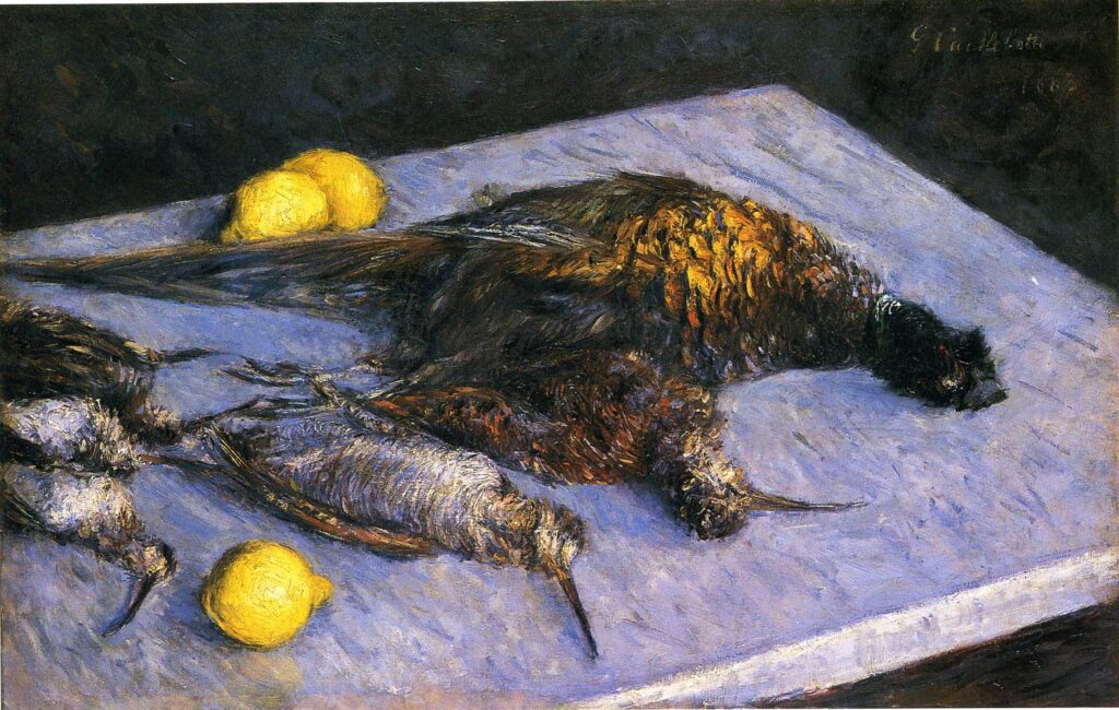 Game Birds And Lemons (1883) - Gustave Caillebotte Tablo