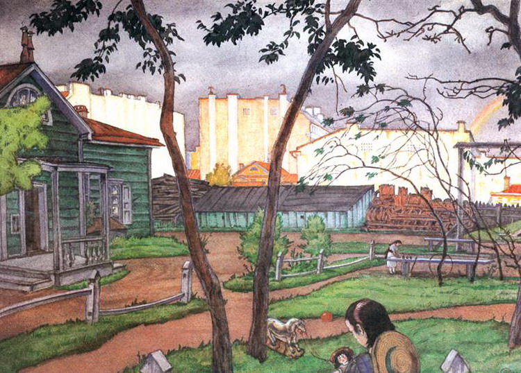 Garden (1915) - Mstislav Dobuzhinsky Tablo