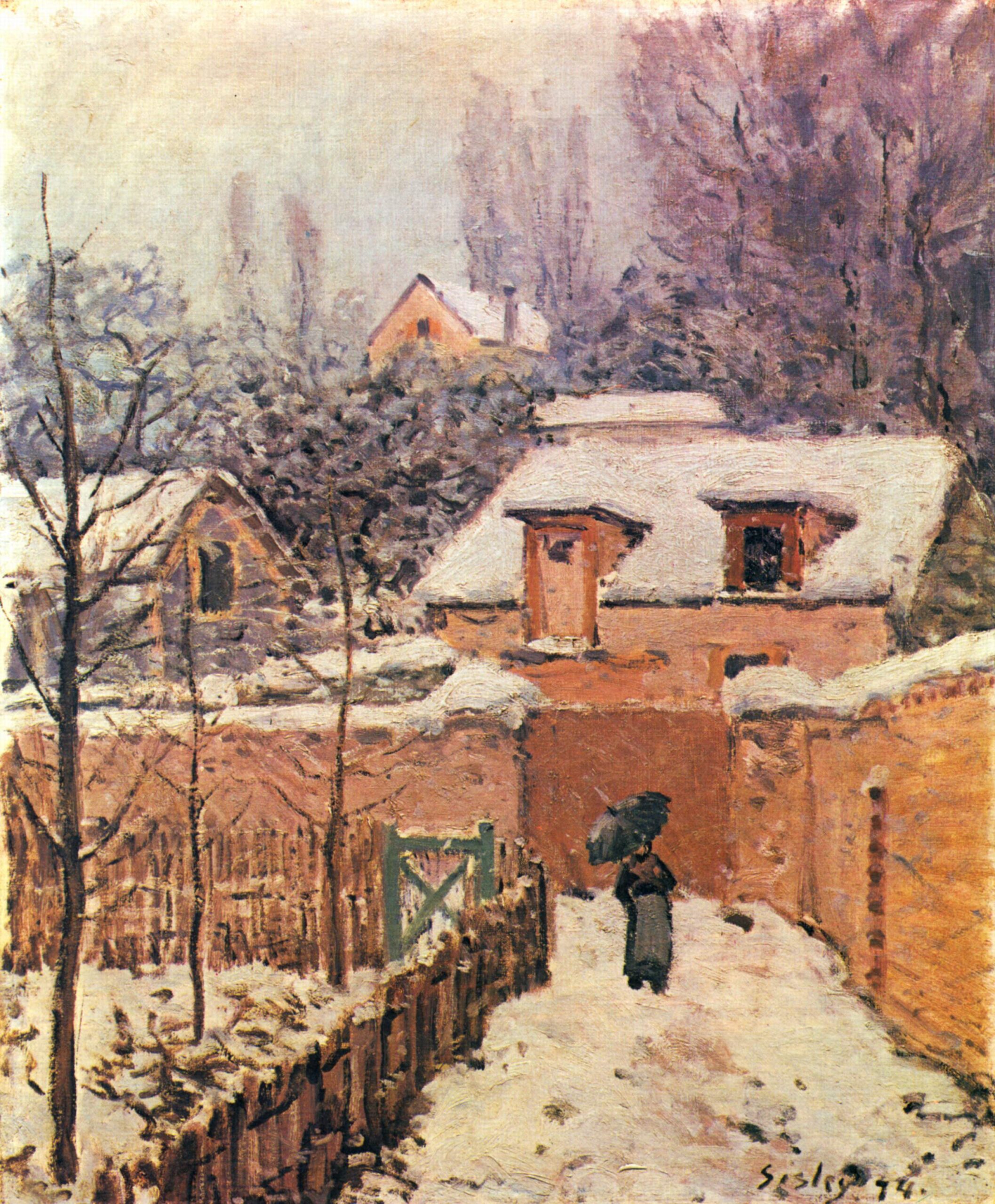 Garden in Louveciennes in the Snow (1874) - Alfred Sisley Tablo