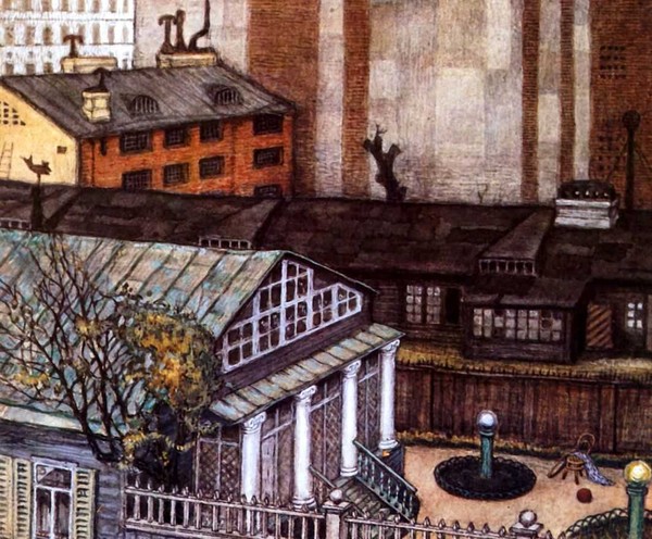 Garden in the city (1905) - Mstislav Dobuzhinsky Tablo