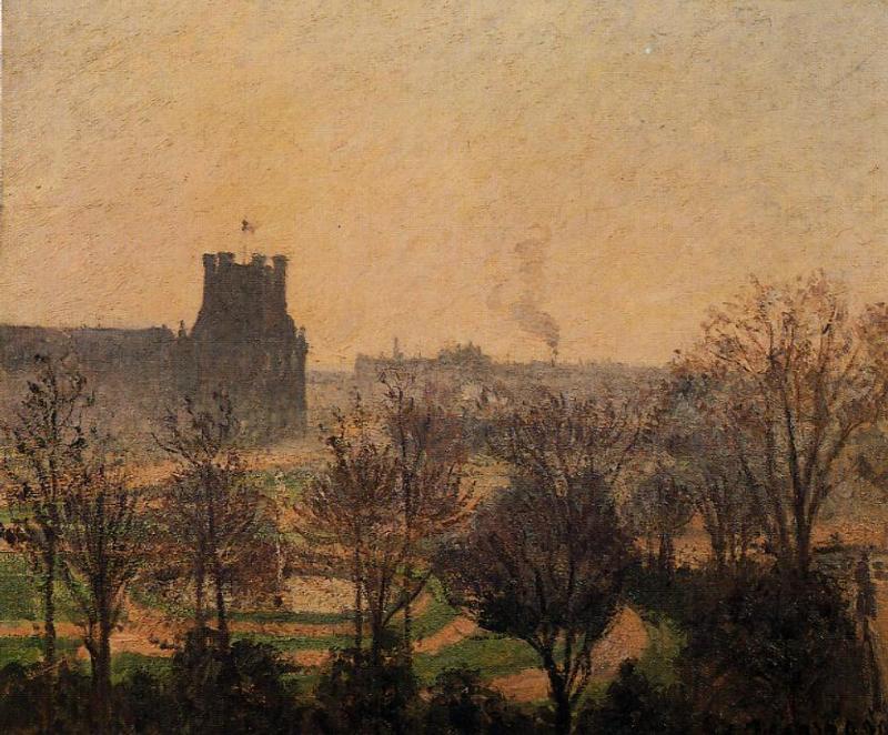 Garden of the Louvre Fog Effect (1899) - Camille Pissarro Tablo