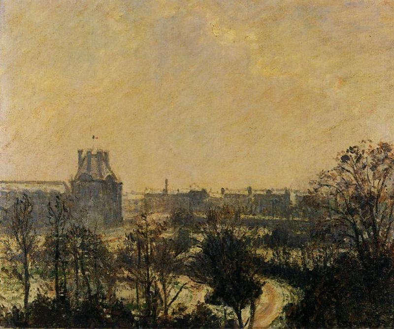 Garden of the Louvre Snow Effect (1899) - Camille Pissarro Tablo