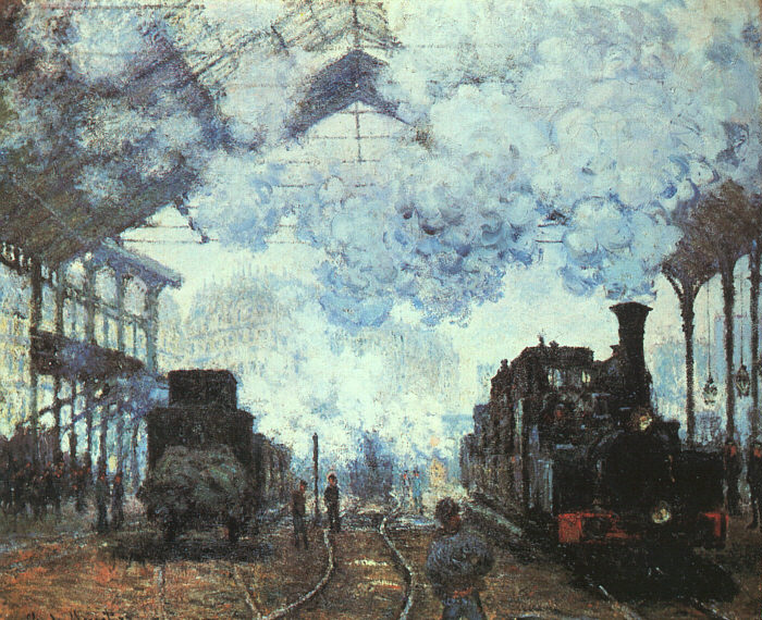 Gare St. Lazare Arrival of a Train (1877) - Claude Monet Tablo