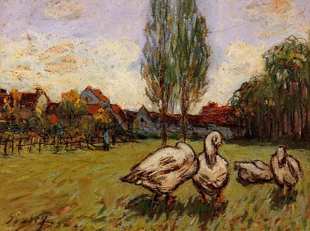 Geese (1897) - Alfred Sisley Tablo