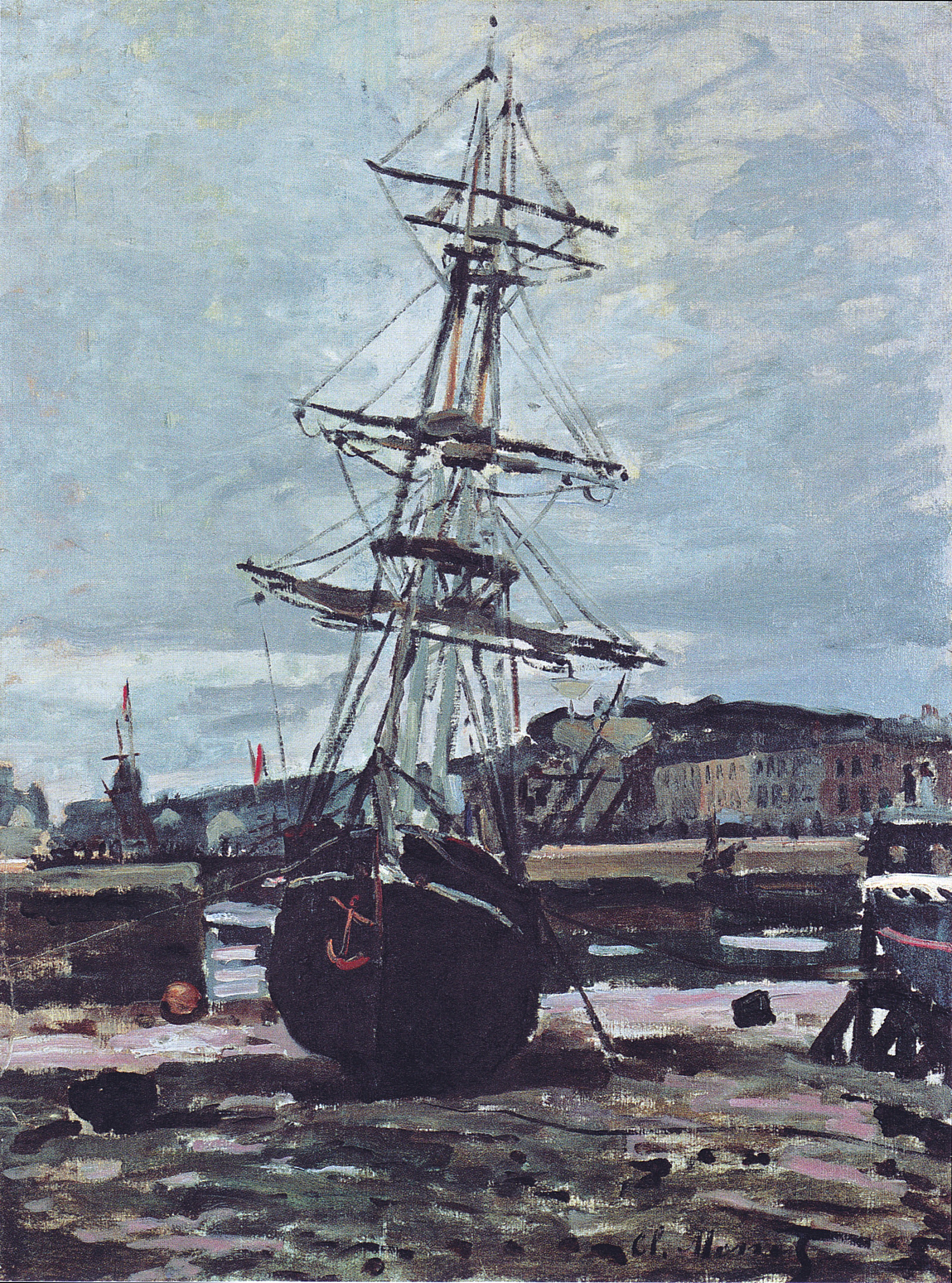 Gestrandetes Boot in Fecamp (1868) - Claude Monet Tablo
