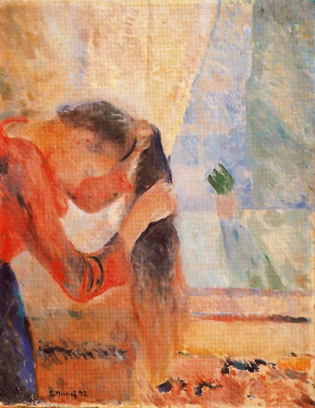 Girl Combing Her Hair (1892) - Edvard Munch Tablo