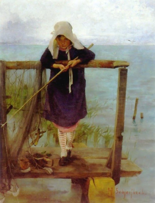 Girl Fishing (1884) - Helene Schjerfbeck Tablo