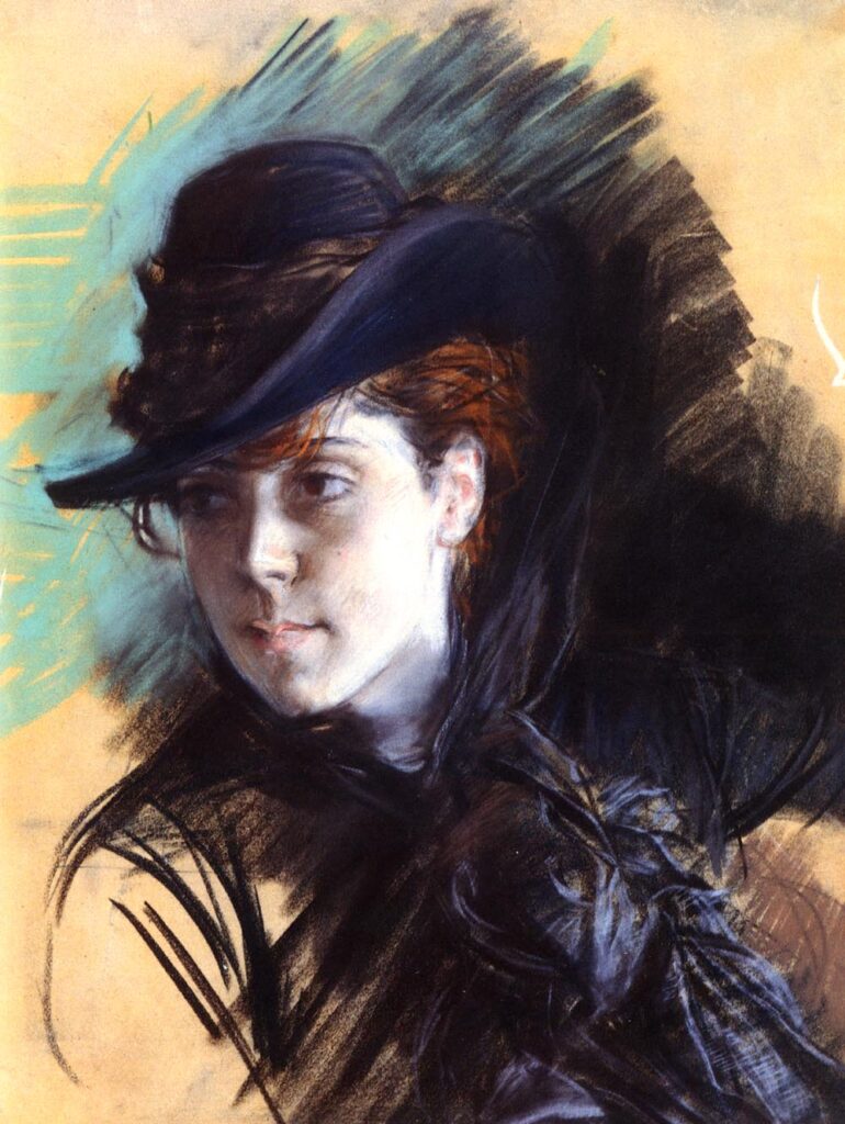 Girl In A Black Hat (1890) - Giovanni Boldini Tablo