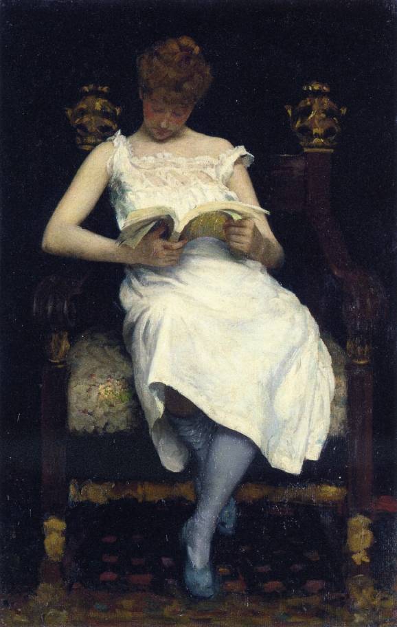 Girl Reading (1893) - Edward E. Simmons Tablo