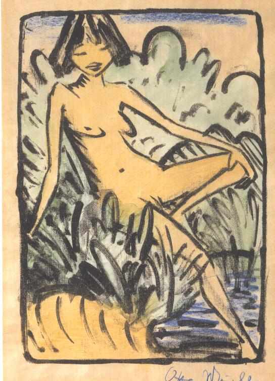 Girl Sitting on the Beach - Otto Mueller Tablo