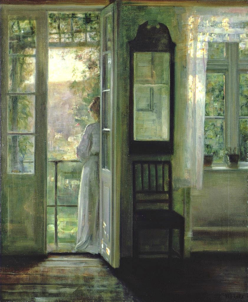 Girl Standing on a Balcony - Carl Holsøe Tablo