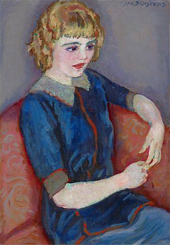 Girl at a red sofa - Jan Sluyters Tablo