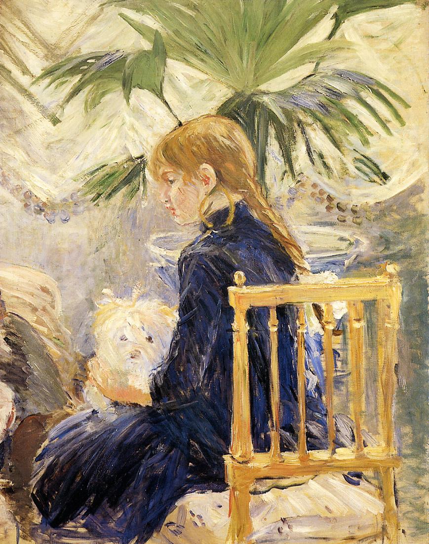 Girl with Dog (1886) - Berthe Morisot Tablo