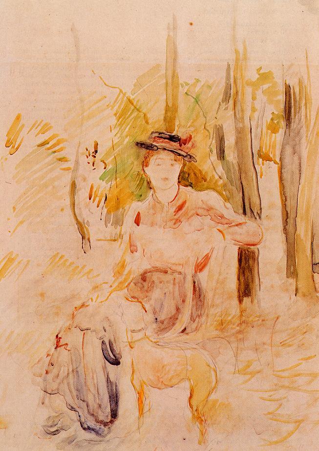 Girl with Greyhound (1893) - Berthe Morisot Tablo