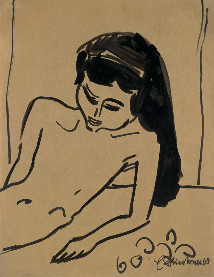 Girl with Long Hair (1909) - Ernst Ludwig Kirchner Tablo
