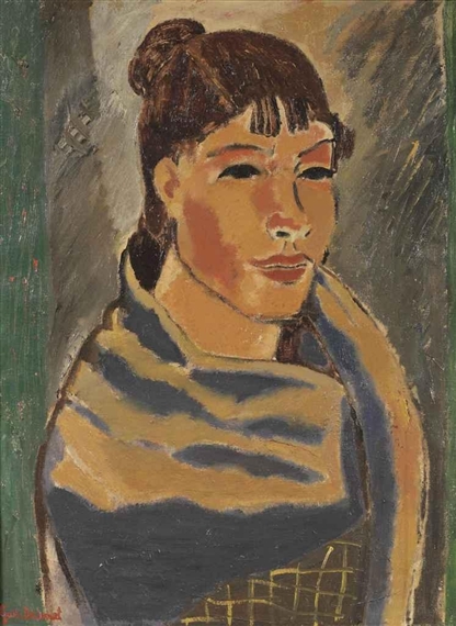 Girl with blue scarf (1931) - Gustave De Smet Tablo