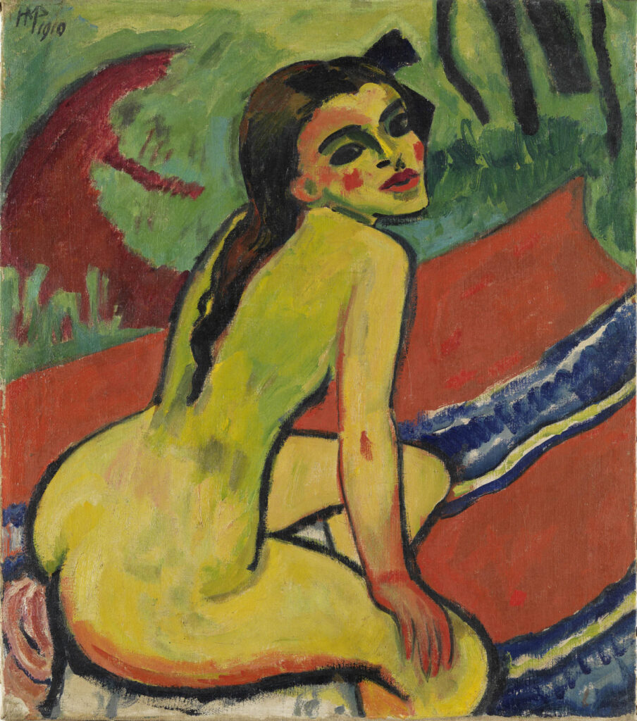 Girl. Sitting Female Nude (1910) - Max Pechstein Tablo