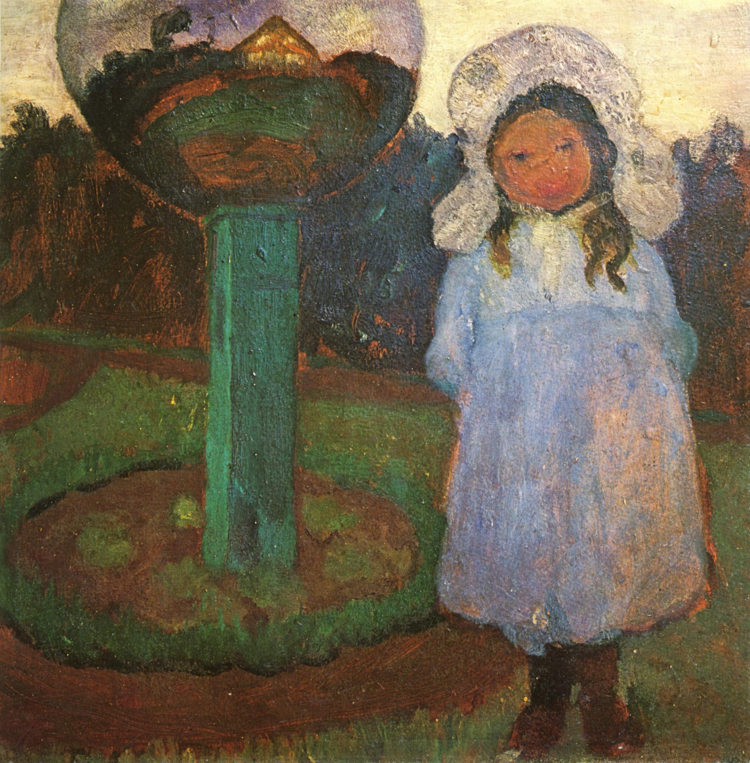 Girls in the garden with glass ball (Elsbeth) (1901) - Paula Modersohn-Becker Tablo