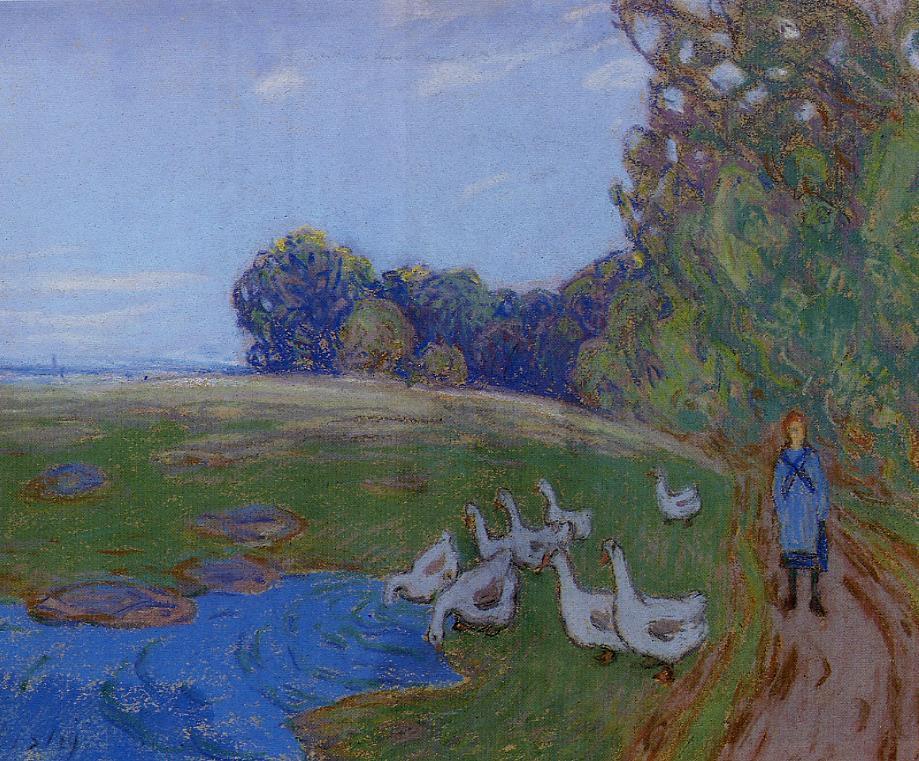 Goose Girl (1895) - Alfred Sisley Tablo
