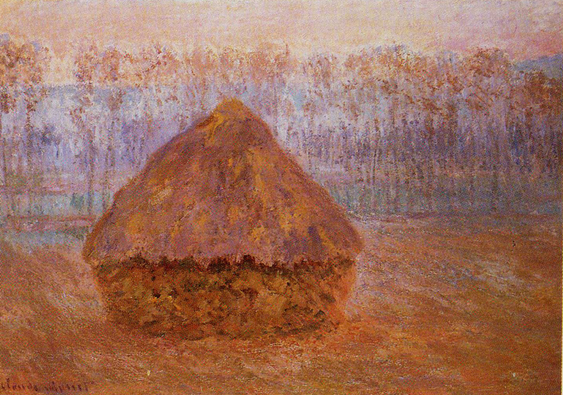 Grainstack in Winter, Misty Weather (1889) - Claude Monet Tablo