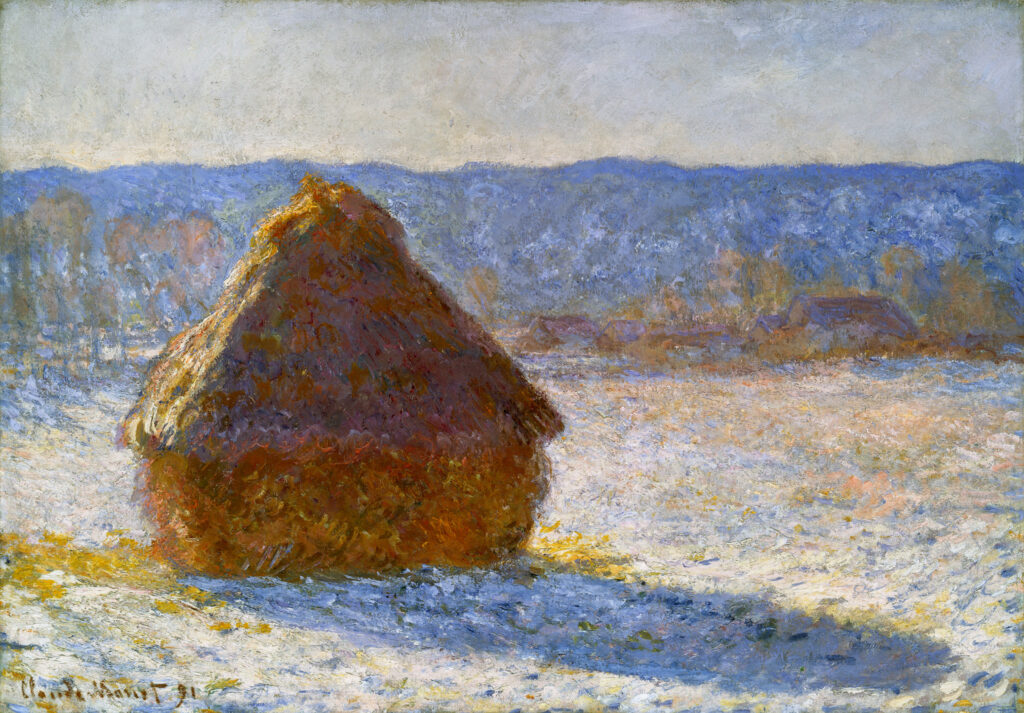 Grainstack, Snow Effect, Morning (1891) - Claude Monet Tablo
