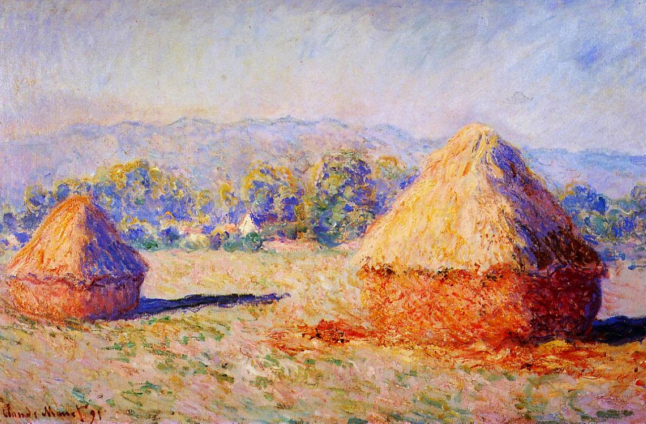 Grainstacks in the Sunlight, Morning Effect (1890) - Claude Monet Tablo