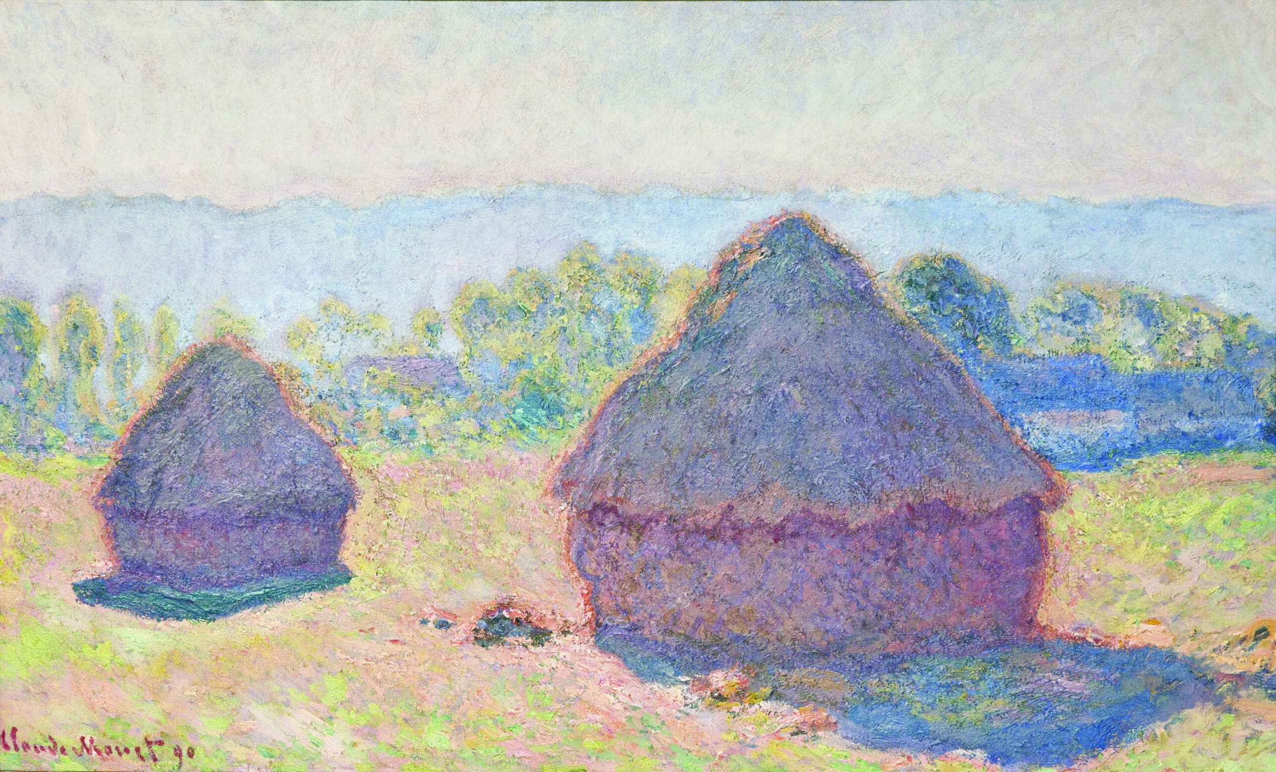 Grainstacks, Bright Sunlight (1890) - Claude Monet Tablo