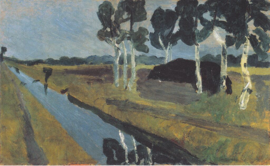 Gray landscape with marsh channel (1899) - Paula Modersohn-Becker Tablo