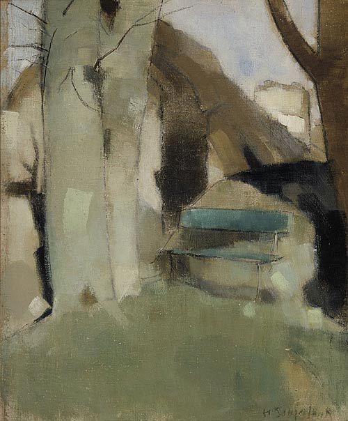 Green Bench (1928) - Helene Schjerfbeck Tablo