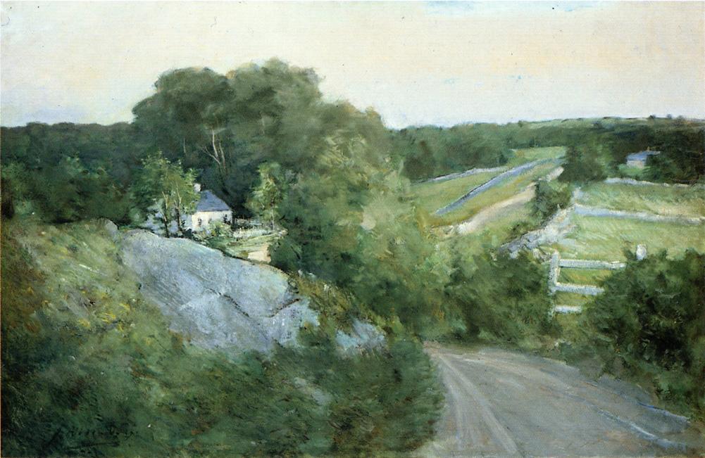 Green Hills and Farmland - Julian Alden Weir Tablo