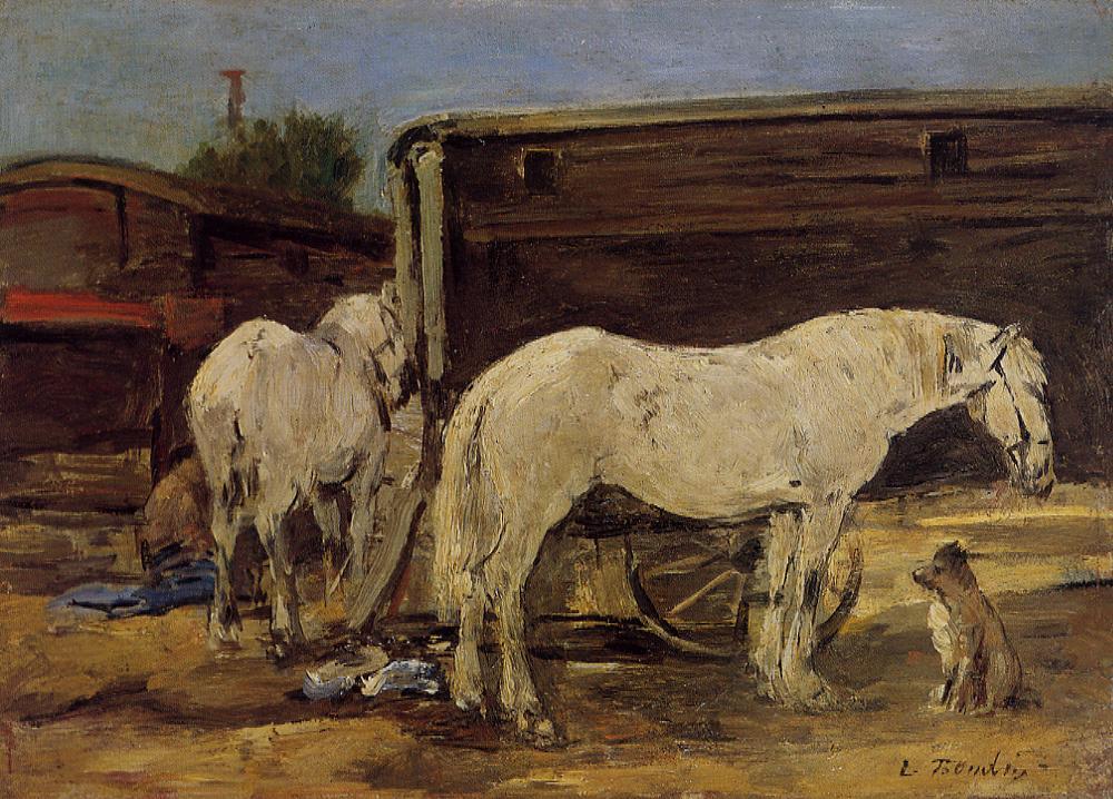 Gypsy Horses (1886) - Eugène Boudin Tablo