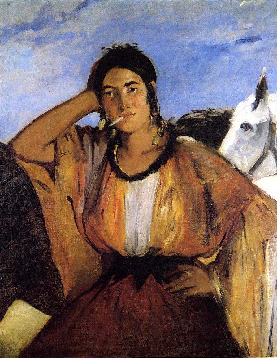 Gypsy with a Cigarette (1862) - Edouard Manet Tablo