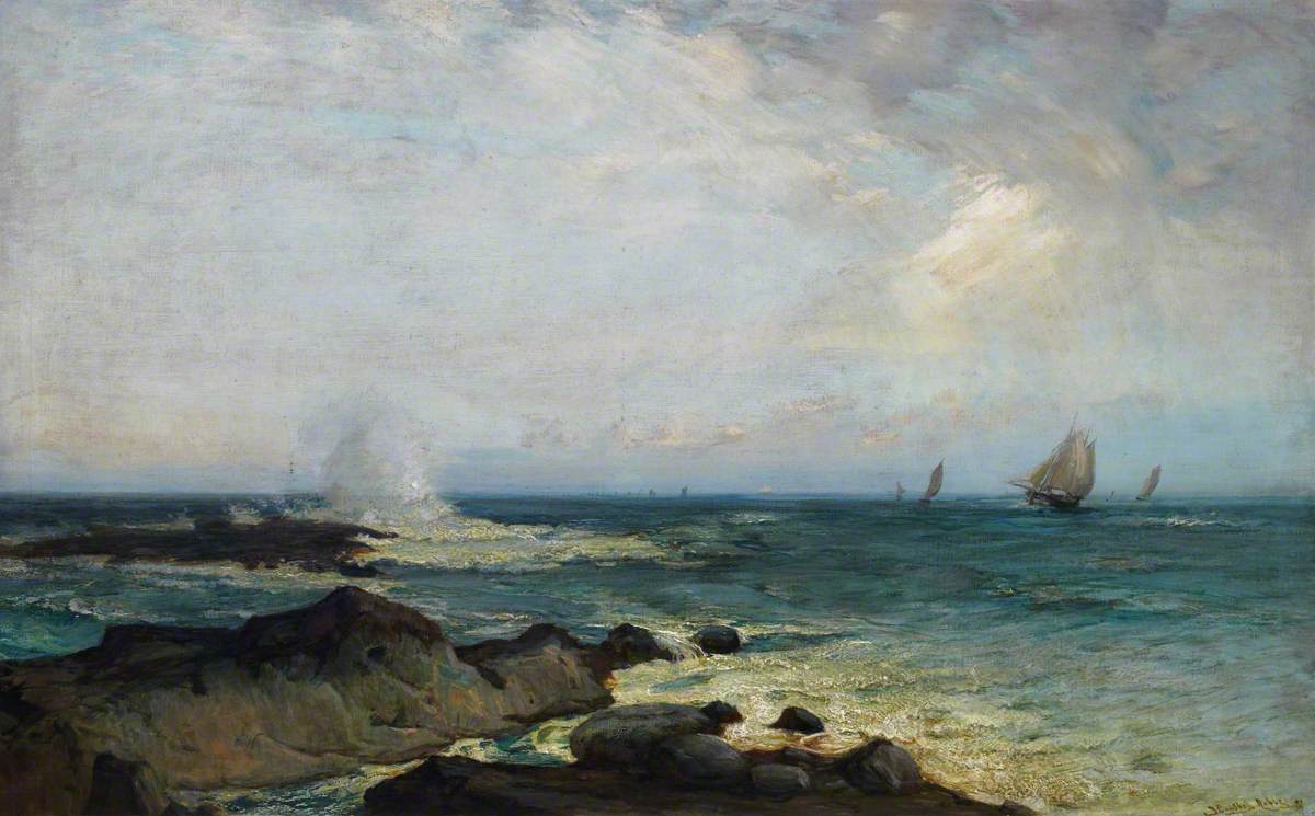 Half Tide Rocks, East Coast, Berwickshire (1892) - James Campbell Noble Tablo