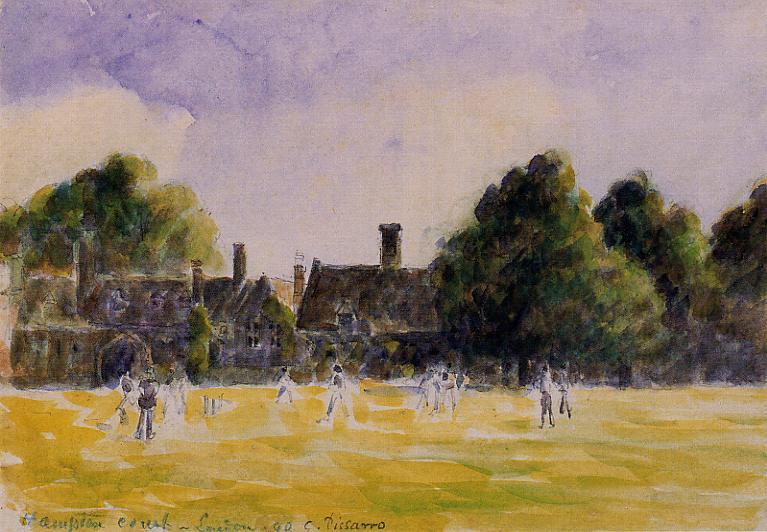 Hampton Court Green (1891) - Camille Pissarro Tablo