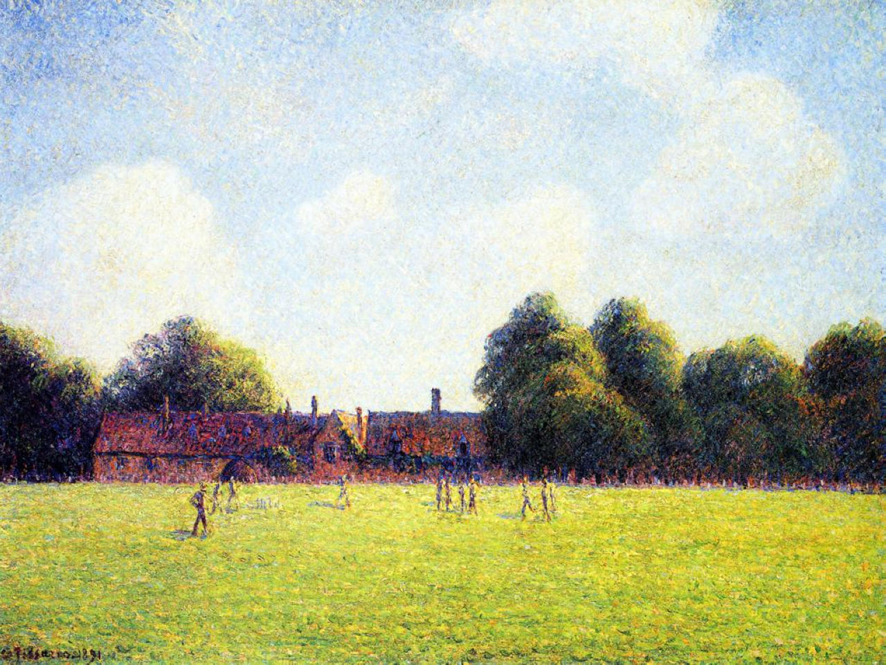 Hampton Court Green, London (1891) - Camille Pissarro Tablo